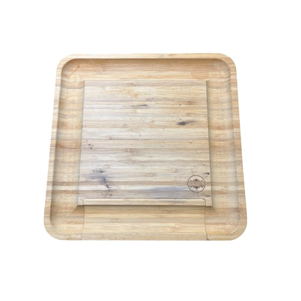 1 Elegant Bamboo Charcuterie Board Drawer with 4 Tools 13" x 13"